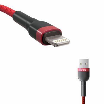 MS CABLE USB-A 2.0->LIGHTNING,2m,crveni