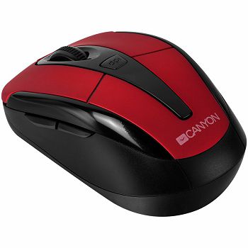 CANYON CNR-MSOW06R Red color, 3 buttons and 1 scroll wheel with 1000/1200/1600 switchable dpi plus 2 additional up/down direction buttons 2.4GHZ wireless optical mouse