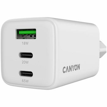 CANYON charger CU65ACC GaN 65W 2xPD 1xQC EU White