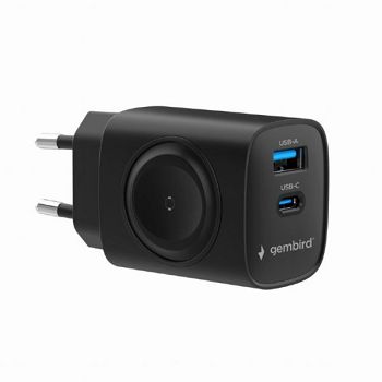 Gembird 2-in-1 20 W Apple Watch phone fast charger, black