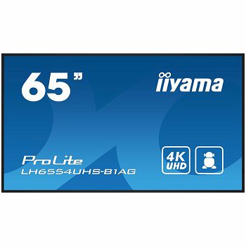 IIYAMA LH6554UHS-B1AG 65" 4K UHD Professional Digital Signage 24/7 display featuring Android OS IPS 500 cd/m² 3840 x 2160 @60Hz Android 11 OS, iiSignage2, FailOver, EShare  WiFi (Built-in)