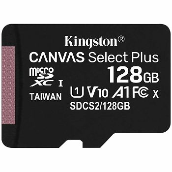 Kingston 128GB micSDXC Canvas Select Plus 100R A1 C10 Single Pack w/o ADP EAN: 740617299076