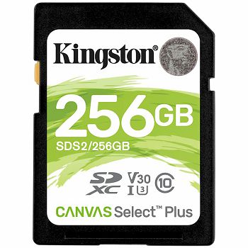 Kingston 256GB SDXC Canvas Select Plus 100R C10 UHS-I U3 V30 EAN: 740617298123