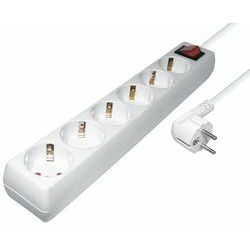 Transmedia 6-way power strip with Switch, white, 5m