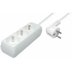 Transmedia 3-way power strip, white 1,4m