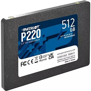 Patriot SSD P220 R550/W490, 512GB, 7mm, 2.5"